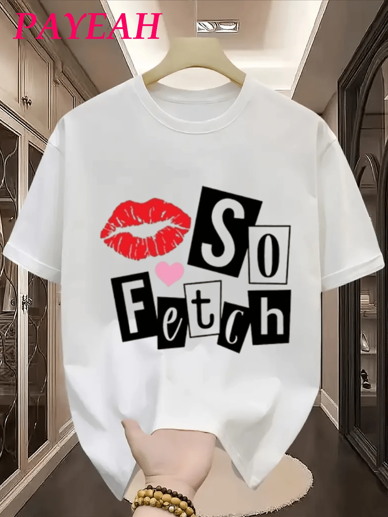 Payeah So Fetch Kiss Graphic Print Casual Tshirt 220g Heavy Cotton Tee Comfort Fit (1pcs) - 白色 - 查看 1