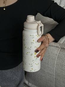 1pc 600ml/20.29oz 800ml/27.06oz 1000ml/33.82oz Stainless Steel Daisy Double Wall Insulated Tumbler,Outdoor Sports Water Bottle, Flat Bottom Cup, Water Mug, Tea Pot, Tea Cup, Fitness Water Bottle, Suitable For Office, Outdoor, Home, Birthday Gift, Valentine's Day, Mother's Day Gift, Graduation, Back To School And Other Holiday Gifts - Multicolor - View 7