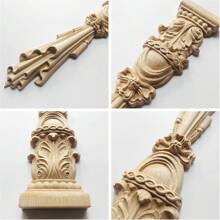 1 pieza Apliques de madera tallada sin pintar, molduras, apliques de madera tallada para ventana, cama, puerta, pared, muebles, armario, chimenea