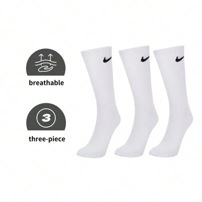Nike 3 pares de calcetines de uso diario y ligeros para hombres y mujeres - para correr, hacer ejercicio, baloncesto - calcetines con estilo de media caña - SX7676-100