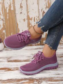 Women's Spring Autumn Casual Sneakers, Slip-Resistant Soft Bottom Comfortable Versatile Female Shoes - Purple - View 4