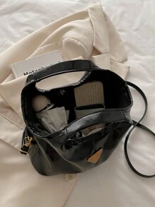 Túi xách Nanfeng Chio 2nd Seine Shiny Tote, Túi xách nữ mới 2024, Túi đeo chéo vai đi làm - màu đen - Xem 9