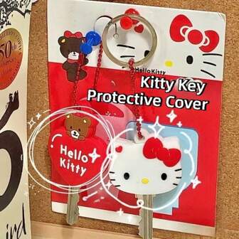 Sanrio Kawaii Sanrio Hello Kitty Silikonnyckel Dammtät skyddsöverdrag Tecknad Anime My Melody Bärbar Anti-Lost Nyckelring Födelsedagspresent