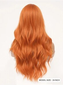 橙色长卷发假发，魅力性感，中分波浪卷发，柔软透气，耐热合成纤维材质，适合日常佩戴、派对、角色扮演、万圣节装扮，24英寸。 - 橘色 - 查看 4