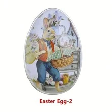 1 pieza Caja de almacenamiento de regalo de Pascua, Caja de hierro con conejo de colores para huevos, chocolates y caramelos de fiesta de Pascua, Caja de decoración de regalo pequeño, 6,6 x 5,1 cm, Suministros de fiesta de Pascua - Multicolor - Ver 5