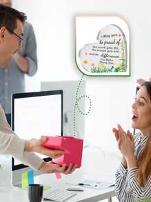 1 Pc (Boxed) Appreciation Gift For Women, Acrylic Inspirational Gift For Coworkers, Colleagues Farewell Gift, Thank You Gift For Friends, Memorial Keepsake For Nurses, Teachers (Heart Shape) - White - View 2