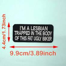 白色文字刺绣补丁和熨烫背衬可缝制 - 黑色 - 查看 10