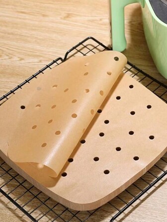 50pcs, Air Fryer Liners,7.5/9 Inch Parchment Paper Liners, Square Air Fryer Disposable Paper Liner, Perforated Parchment Paper Sheets For Baking, Parchment Paper For Air Fryer And Bamboo Steaming Basket, Kitchen Gadgets, Kitchen Access