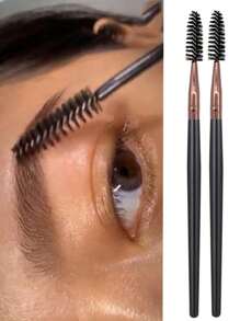 2支装多功能便携式黑色螺旋睫毛眉刷，眉刷，眼影刷，螺旋刷，赠品 - 黑色 - 查看 2