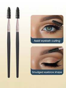 2支装多功能便携式黑色螺旋睫毛眉刷，眉刷，眼影刷，螺旋刷，赠品 - 黑色 - 查看 3