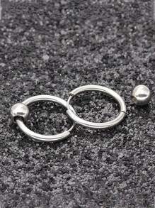 2 szt. męskie kolczyki ze stali nierdzewnej, okrągłe koraliki w stylu hip-hopowym i okrągłe kolczyki w kształcie pierścienia - Wielokolorowe - Zobacz 1