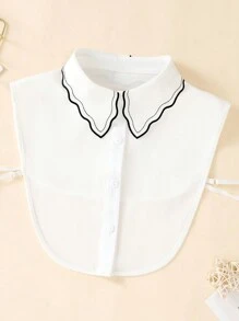 1 件刺绣饰边可拆卸衣领，女士百搭假衣领，优雅衬衫领插入物，适合秋冬季 - 白色 - 查看 20