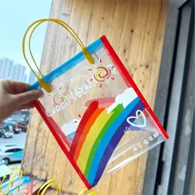 30个彩虹生日礼品袋，透明手提袋，女士礼品包装袋，适合情人节、派对假期、生日礼物包装袋 - 彩色 - 查看 1