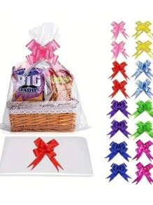 30pcs Large Clear Cellophane Bag With Bow For Basket And Gift Wrap Christmas Decoration - Multicolor - View 7
