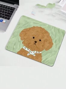 1pc Minimalist Puppy Pattern Mini Mouse Pad, Cute Cartoon Oil Painting Style, Small Size Convenient Office Mousepad For Lady