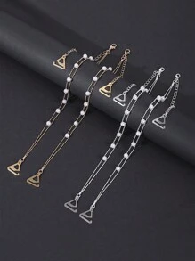 1 对优雅珍珠串珠链文胸肩带 - 彩色 - 查看 1