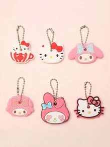 Sanrio 1PC &Friends Silicone Keychain Set - Cute , Cartoon Pattern With Protective Hat - Perfect For Bags And Keys - Ideal Gifts For Birthdays, Valentine's Day, And Christmas Car Accessories Bag Charm