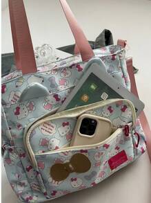 Sanrio 1pc Cartoon Kitty Large Capacity Handbag, Shoulder Crossbody Bag, Student Practical Lightweight Tuition Bag, Ins Style Storage Tote Bag, Cute Printed, Suitable As Student Back To School Gift