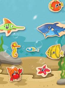 Magnetic Ocean Fishing Game - Interactive Wooden Tabletop Toy For Youngsters, Enhances Hand-Eye Coordination & Focus, Creative Gift Idea