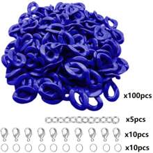 100set/25pcs 17x23/20X28mm Macaron Color Twist Chain Beads Buckle For Diy Fashion Necklace Phone Bag Chain Jewelry Making Decorative Accessories - Multicolor - View 15