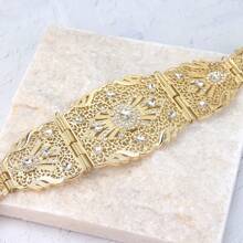 1 pièce Ceinture de femme de couleur or, chaîne de taille de bijoux de mariage arabe robe marocaine avec glands - ceinture en corde dorée - Voir 11