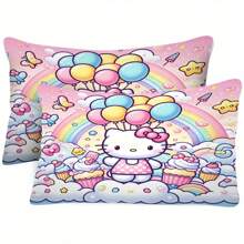 Sanrio Pacote com 2 capas de almofada Hello Kitty - Tecido macio e felpudo, fecho de zíper, desenho animado, para decoração de quarto e sofá, 50 x 30 cm (sem enchimentos), Sanrio, estilo moderno