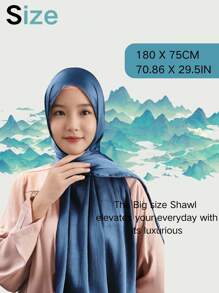 New One Piece Big Size Plain Textured Shine Chiffon Shawl Hijab Basics Arab-Style Ligh Headscarf Malaysia Undercap Headwrap High-Elasticity Scarf Hijab For Girl - Multicolor - View 3