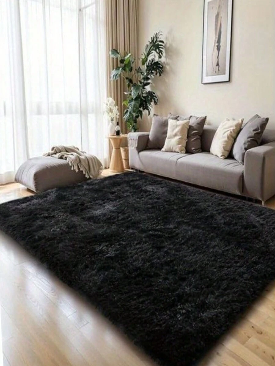 Plush Rug 180 Cm X 200 Cm To Create A Modern Decoration In Any Area Of The Home. Various Colors. - Black - View 1