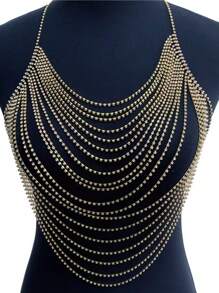 时尚夸张贝壳比基尼身体链配水钻，性感夜店派对必备 - 多色 - 查看 29