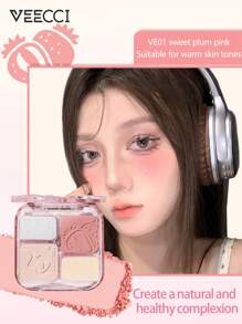 Self-Care Facial Palette Highlight And Contour Palette Matte Highlighter - VE01 Sweet Plum Pink - View 1