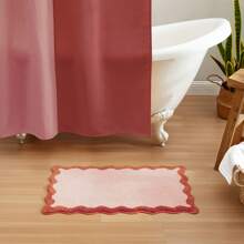 Bath Mat Non Slip Soft Super Absorbent Microfiber Scalloped Tufted Rug - Blush - View 3