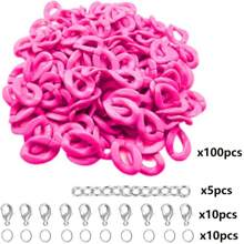 100set/25pcs 17x23/20X28mm Macaron Color Twist Chain Beads Buckle For Diy Fashion Necklace Phone Bag Chain Jewelry Making Decorative Accessories - Multicolor - View 20