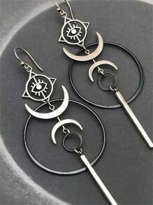 1 paire de boucles d'oreilles vintage à gouttes style lune et œil du mal, un cadeau personnalisé pour les femmes