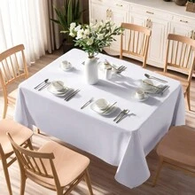 Mantel rectangular blanco, lavable y resistente al color - Blanco - Ver 1