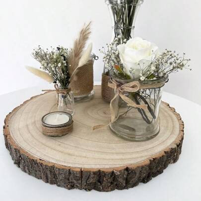 Rebanadas de madera de paulonia natural sin procesar, adecuadas para la decoración de la mesa de comedor: discos de madera rústicos perfectos para bodas, cumpleaños, manualidades DIY y decoración del hogar