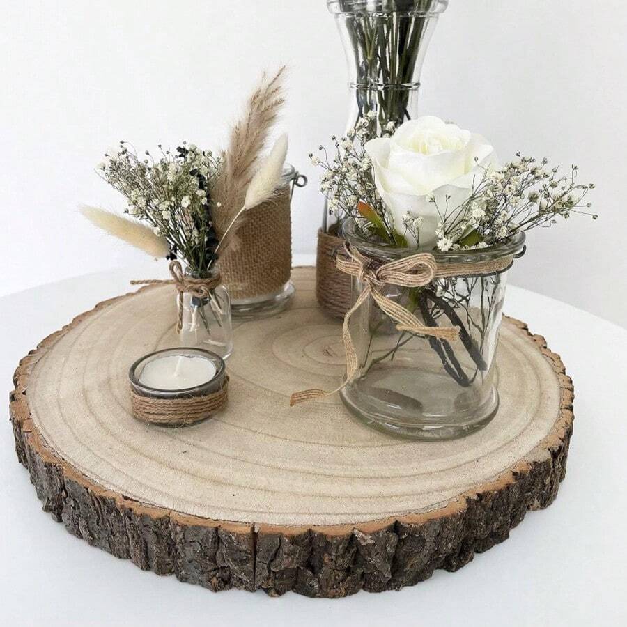 Natural Unprocessed Paulownia Wood Slices, Suitable For Dining Table Decor - Rustic Wooden Discs Perfect For Weddings, Birthdays, DIY Crafts, And Home Decor
