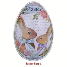 1 pieza Caja de almacenamiento de regalo de Pascua, Caja de hierro con conejo de colores para huevos, chocolates y caramelos de fiesta de Pascua, Caja de decoración de regalo pequeño, 6,6 x 5,1 cm, Suministros de fiesta de Pascua - Multicolor - Ver 4