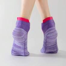 Sports Outdoor 6 Pairs Of Women's Compression Sports Socks, Low-Cut Cushioned Breathable Ankle Socks, Thick Sports Socks, Anti-Friction Towel Bottom Socks, Color Matching Mesh Breathable Running Socks, Outdoor Socks, Suitable For Running, Cycling, Hiking