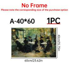 1pc Witch Cafe Poster, Witchy Impressionist Print, Halloween Witches And Black Cats Wall Art, Posters For Living Room, Bed Room, Modern Canvas Posters For Room, Room Decoration Stuff, Home Decor ,Room Decor Aesthetic, Western Decor, Bathroom Kitchen Office Decor Halloween Decor Fall Decor