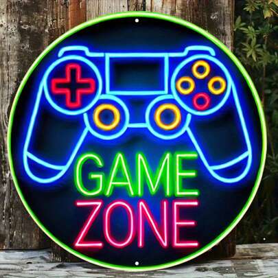 Retro Gaming Zone Controller Metal Sign - Vibrant Iron Wall Art For Gamers, Perfect For Bars, Cafes, Beach Houses & Game Rooms, 7.8x7.8 Inches Retro Gaming Zone Controller Metal Sign - Vibrant Iron Wall Art For Gamers, Perfect For Bars, Cafes, Beach Houses & Game Rooms, 7.8x7.8 Inches It Is Not A Real Neon Light. It Does Not Emit Light. The Product Is A UV High-Definition Printed Iron Decorative Painting.