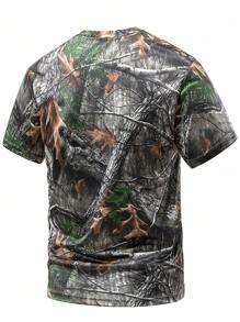 Camisa deportiva para hombre de la serie de caza al aire libre para verano, camisa de camuflaje biónicamente camo de secado rápido y transpirable de manga corta