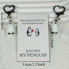 Eres mi tarjeta de felicitación del abrazo de bolsillo del pingüino, emparejada con un lindo llavero con colgante de pingüino en 3D en forma de corazón - Un adorno de pareja de pingüinos de resina para bolsos y auriculares, llavero de mujer con anillo de tarjeta en forma de corazón, regalo ideal para el Día de San Valentín, cumpleaños único, aniversario de boda, llavero de pingüino abrazando con amor, para mejores amigos, esposa, esposo, novio, novia