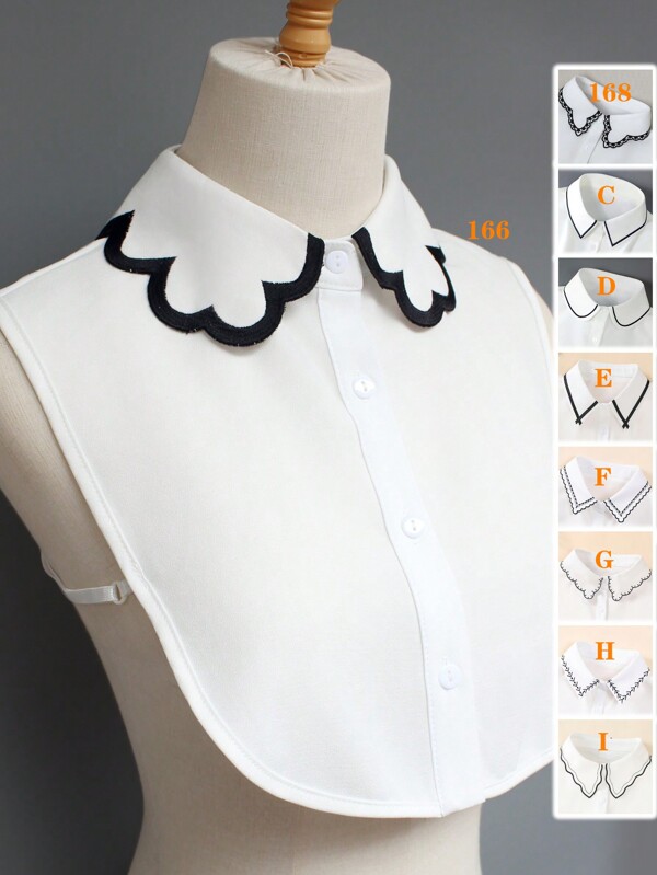 1pc Embroidery Trim Detachable Collar, Women Versatile Fake Collar, Elegant Shirt Collar Insert For Autumn/Winter