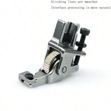 1 件 S518L 可调节隐形拉链卷边压脚，适用于工业缝纫机、缝纫机配件 - 可調式隱形鐵齒輪滾輪拉鍊壓腳 - 查看 9