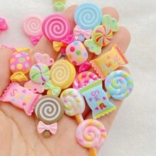 10/20/30pcs Hand-Painted Resin Mixed Color Candy Lollipop Charms - Colorful Flat Back Cabochons For DIY Keychains, Scrapbooking, Wedding Decor & Jewelry Crafts