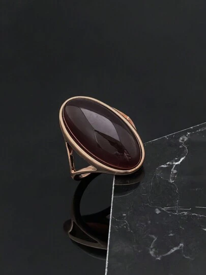 2026款奢华优雅的高品质金色人造红水晶仿红宝石戒指，适合欧洲、中东和美国的女性佩戴。