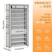Superlele 10 Tier Shoe Rack, Grey/Black Shoe Cabinet, Large Capacity 50-56Pairs Beautiful Tall Shoe Shelf Free Standing Storage Cabinet Entryway Closet, Dustproof Floor Standing Storage Cabinet With Easy Assembly, For Bedrooms And Dormitories