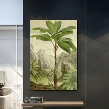 Impresión artística botánica de palmera - Póster de lienzo antiguo, Estilo clásico art decó moderno, Decoración para hogar, oficina, baño, sala de estar, dormitorio, restaurantes - Interior y exterior, tema paisajístico para todas las estaciones - Sin marco - Ver 4