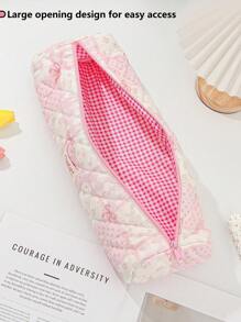 1PC Pink Bowknot And Flower Pattern Hair Dryer Storage Bags Hair Curler Storage Bags For Travel Portable Hair Dryer Storage Bag Travel Portable Multifunctional Cosmetic Bag Cosmetic Storage Travel Toiletry Bag Handbag Dustproof Large Capacity Electric Curling Wand Straight Plate Clip Protective Cover Hair Dryer Storage - Pink - View 5