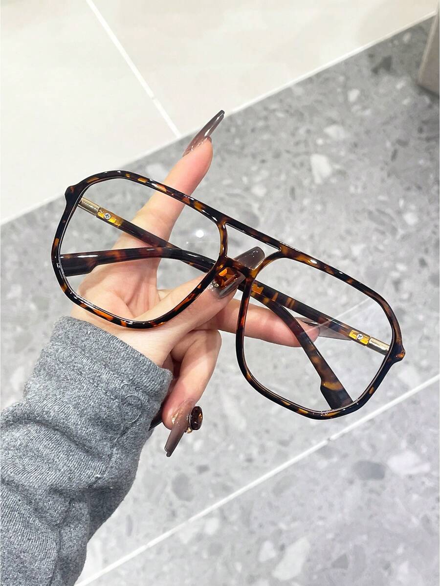 1 副女士飞行员眼镜框时尚眼镜，多功能装饰性非处方眼镜 - 彩色 - 查看 1